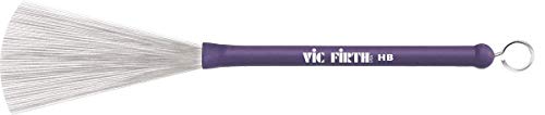 Vic Firth HB - Escobillas de batería, retráctil, calibre pequeño, mango morado rugoso
