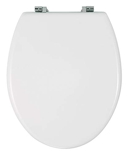 WENKO Tapa de WC Bali - sujeción de acero inox, MDF, 35 x 42 cm, Blanco