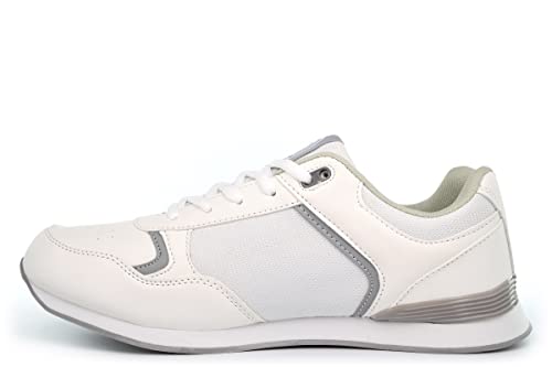 (8 UK, White /Grey) - DEK JACK Mens Lace Up Bowling Shoes/Trainers White/Grey