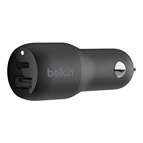 Belkin cargador para coche USB-C de 32 W (carga rápida para iPhone 13, 13 Pro, 13 Pro Max, 13 mini y modelos anteriores, teléfonos de Samsung, Google Pixel y otros) - negro