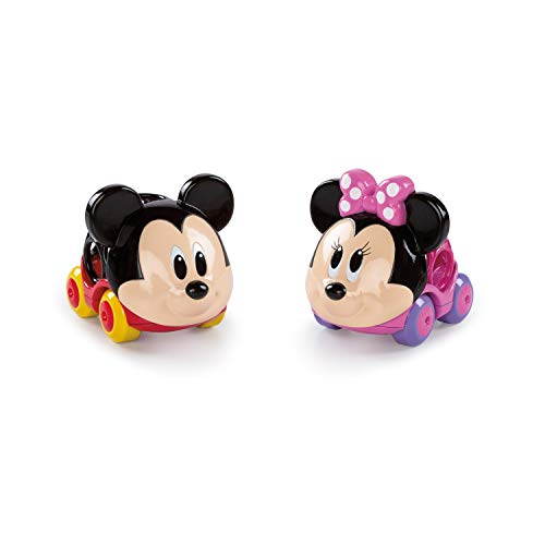 Bright Starts, Disney Baby Pack 2 Vehículos Mickey y Minnie, Colección Oball Go Grippers