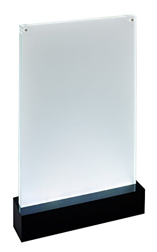 SIGEL TA420 Soporte de sobremesa con LED para A4, presentación a dos caras, con iluminación, transparente/negro, Acrílico