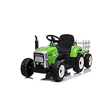 ATAA Tractor Ceres con Remolque - Verde- Tractor eléctrico para niños con Remolque y batería 12v