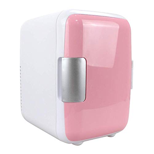 KongLyle Coche Mini Nevera - 4L Nevera Maquillaje Refrigeradores Doble Uso para Hogar Habitación - Rosa