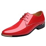 Gsheocm Zapatos de piel para hombre, estilo punteado, estilo clásico, para negocios, informales, para hombre, talla 45, rojo, 44 EU