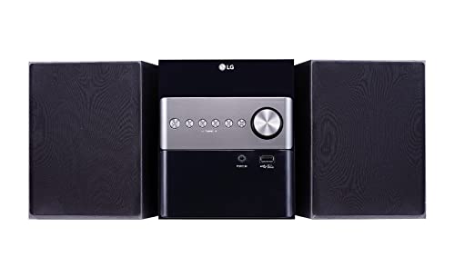 LG CM1560 - Microcadena, 10W, Bluetooth 4.0, USB, Reproducción de CDs y USBs, Radio FM, Cadena de Música, Cadena para Fiestas, Panel LED, Sonido Personalizado, Color Negro