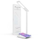 FLUX'S - Lámpara Escritorio LED con Cargador Inalámbrico y Puerto de carga USB, Flexo LED de Lectura con 4 Modos y 10 Niveles de Brillo, Control Táctil y Temporizador, Bajo Consumo (Blanco)