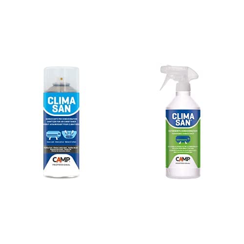 Camp CLIMASAN Kit Spray Higienizante para Sistemas de Aire Acondicionado + DETERGENTE para filtros, componentes y unidades exteriores, 750 ml