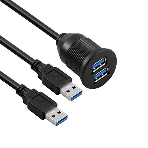 Cable de montaje empotrado de Bolongking, 1 m, USB 3.0 dual, para panel, para coche, barco y motocicleta