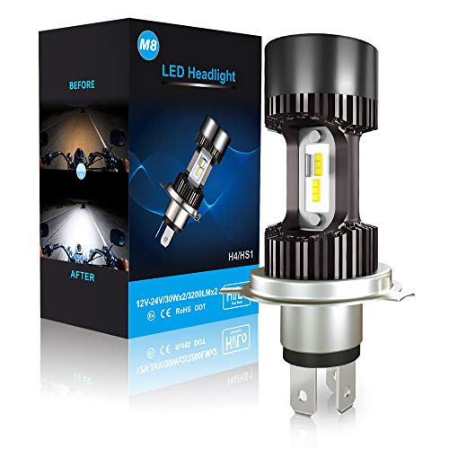 Bombilla H4 LED para Faro de Moto, 6400LM, 12V, 6000K Blanco, 1 Pieza