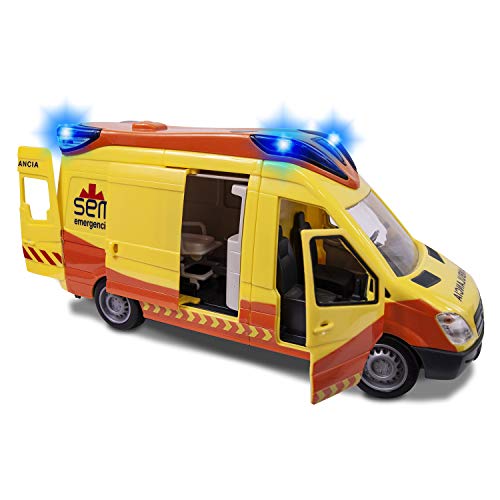 Dickie Toys-Ambulancia SEM de 34cm con Luz y Sonido 1166002, color amarillo