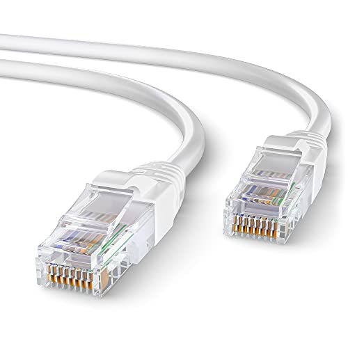 Mr. Tronic 20m Cable de Red Ethernet Trenzado | CAT6, CCA, UTP | Conectores RJ45 | LAN Gigabit de Alta Velocidad | Conexión a Internet | Ideal para PC, Router, Modem, Switch, TV (20 Metros, Blanco)