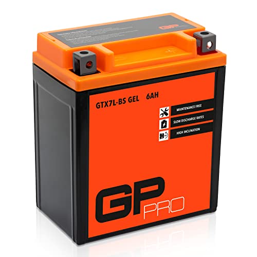GP-PRO GTX7L-BS 12V 6Ah GEL Batería de arranque (compatible con YTX7L-BS / 50614) (Sin necesidad de mantenimiento/Sellado) Scooters y Motos Acumulador