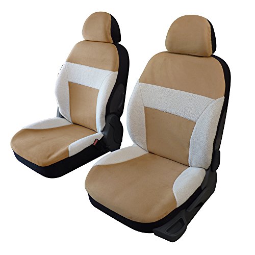 Funda de asiento de coche universal en imitación de piel, color beis, suavidad y confort
