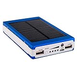 RevolutionLine - Batería Solar de 20000 mAh y Linterna | Cargador portátil con luz | para móviles, mp3 y mp4, Tablets | 2 Puertos USB | Funciona con energía Solar y batería | Lámpara para Camping