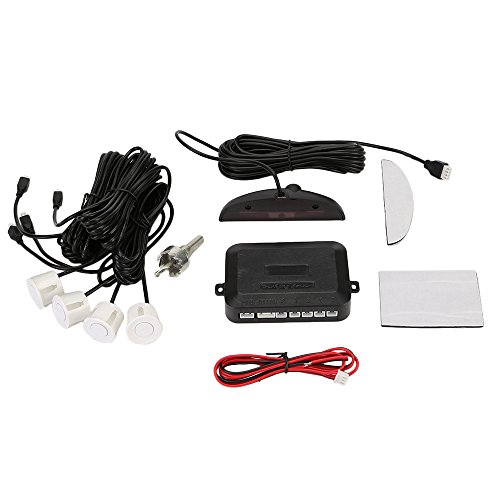 Sensores de Aparcamiento Marcha Atras,OSAN Kit de Auto LED Display + Alarma de Sonido + 4 Sensores Blanco