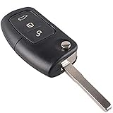 Cguard - Carcasa plegable para llave de coche con 3 botones, compatible con Ford Fiesta, Focus, C-Max, MK4 Galaxy, Kuga, S-Max, C-Max, Mondeo, hoja sin cortar.