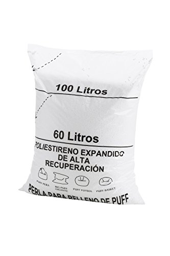 Textilhome - Relleno para Puff de Bolas (Perlas) 60 litros - Poliestireno de Alta recuperación y Gran Volumen.