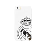 Real Madrid Carcasa para iPhone 5, iPhone 5S y iPhone SE en TPU color Blanco con escudo del Real Madrid en Gris, Producto Oficial
