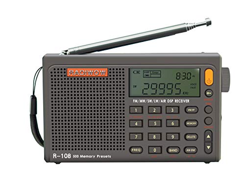 RADIWOW R-108 Radio Digital Portable Radio FM Stereo/LW/SW/MW/Air/DSP Receiver with LCD Sound for Indoor&Outdoor Activities for Parents