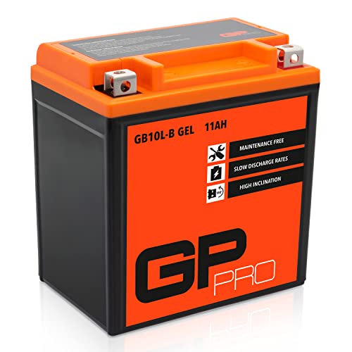 GP-PRO GB10L-B 12V 11Ah GEL Batería de arranque (compatible con YB10L-B / YB10L-B2) (Sin necesidad de mantenimiento/Sellado) Scooters y Motos Acumulador