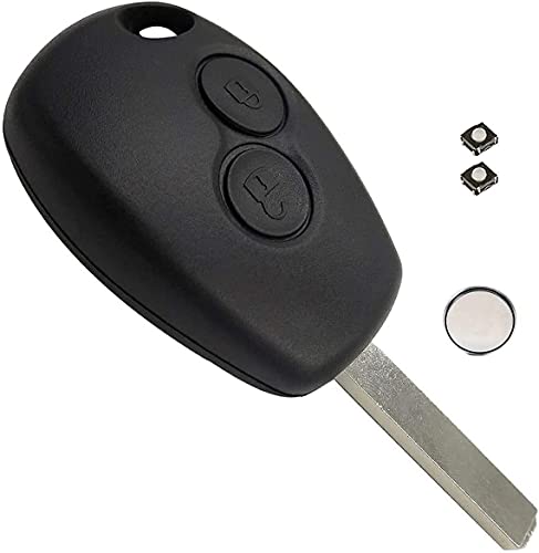 Carcasa para llave de coche con 2 botones, interruptor y pila incluidos, compatible con Renault Duster, Modus, Clio, Twingo, Dacia Logan, Sandero