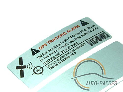 auto-badges Adhesivos de Alarma en el vehículo, 2 Unidades, Gran adherencia, Vinilo, Texto Impreso de rastreo GPS [en inglés]