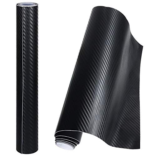 Anpro 2 Rollos Vinilo Coche Fibra de Carbono Adhesiva 3D / Cubierta Adhesiva Negro para Coche/Pegatinas para Coche/Envoltura de Moto/Bricolaje / 1520 mm x 300 mm