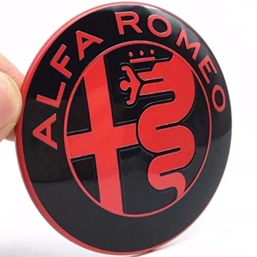 2 fritas escudo Alfa Romeo negro y rojo Logo 74mm Capó delantero trasero Emblema rojo y negro 147 156 159 Brera Mito Metal