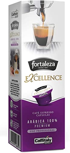Café Fortaleza Excellence - Cápsulas Compatibles con Caffitaly, Aroma Cítrico, Especial Espresso, 100% Arábica, Uso Profesional (4 cajas x 10, total de 40)