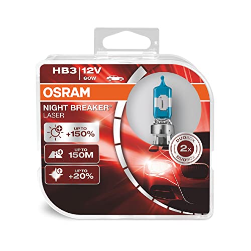 OSRAM NIGHT BREAKER LASER HB3, +150% más de luz, lámpara halógena para faros, 9005NL-HCB, coche de 12 V, caja dúo (2 lámparas)
