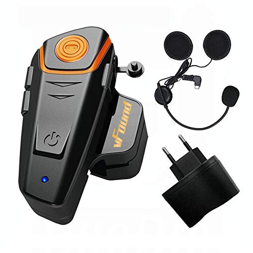 Qaurora BT-S2 1000 M Bluetooth Headset Impermeable, Casco Intercomunicador Interphone Móvil para 2 o 3 Jinetes y 2,5 mm de Audio para Walkie Talkie GPS (1 Pieza)