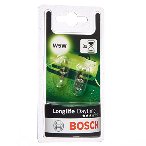 Bosch W5W Longlife Daytime Lámparas para vehículos - 12 V 5 W W2,1x9,5d - Lámparas x2