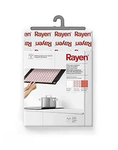 Rayen, 57 x 47 cm campaña Universal para Cualquier Campana | Filtro Recortable | Incluye Guante | con indicador de Cambio, Blanco