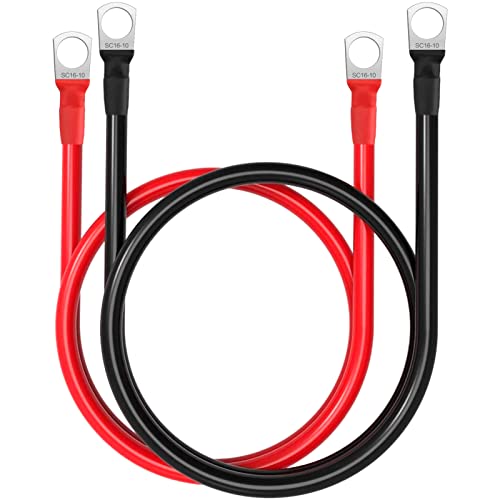 TaimeiMao Cable de Arranque para automóvil,batería Puente Cables de Inversor a Baterias,Cables de Arranque de Emergencia para Coche,Cables de Arranque 5AWG 16mm² 50cm Rojo y Negro 2 Piezas (2 Piezas)
