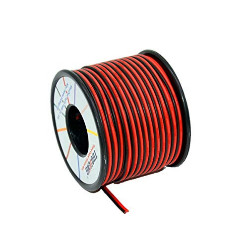 TUOFENG 20 AWG Cable eléctrico [Negro 30 m Rojo 30 m] Cable flexible de silicona 2 Conductor Línea de cable paralelo Alambre de cobre estañado