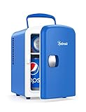 AstroAI Mini Refrigerador, Mini Nevera Portátil para el Skincare 4L 6 Latas de Refrescos, Mini Neveras 220V/12V para Enfriar y Calentar (Azul Oscuro)
