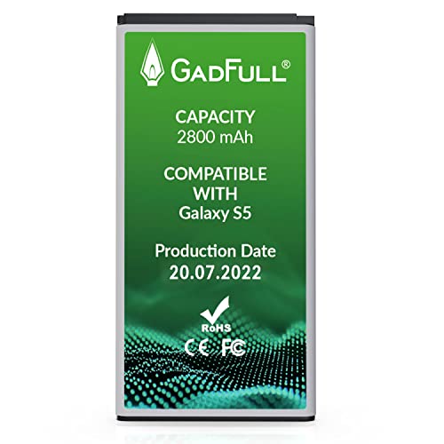 GadFull Batería de reemplazo para Samsung Galaxy S5 | 2022 Fecha de producción | Corresponde al Original EB-BG900BBE EB-BG900 | Compatible con Galaxy S5 SM-G900F batería de Repuesto
