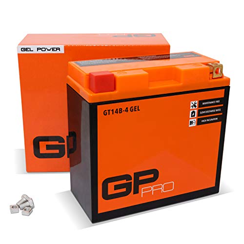 GP-PRO GT14B-BS 12V 12Ah GEL Batería de arranque (compatible con YT14B-BS / YT14B-4) (Sin necesidad de mantenimiento/Sellado) Moto Acumulador