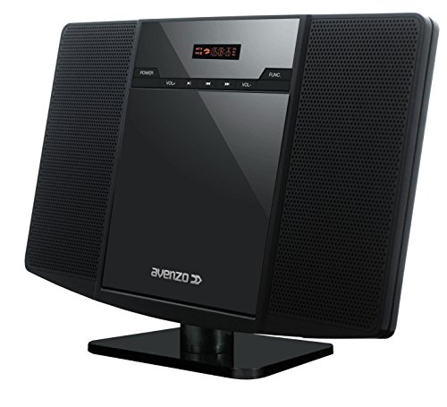 Avenzo - Reproductor de CD, Modelo AV6020NG, Potencia de 4W, con Radio FM, Entrada SD y AUX IN, Mando a Distancia, Dimensiones: 350 mm x 140 mm x 240 mm, Color Negro