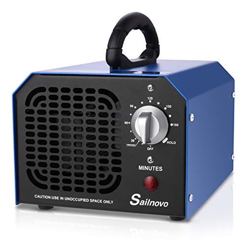 Sailnovo Generador de Ozono Hogar 6000 mg/h Máquina de Ozono Para Coche Desinfectador de ozono Purificador Ozono de Aire con Temporizador de 180 min para Eliminaciónn de Olor y Desinfección