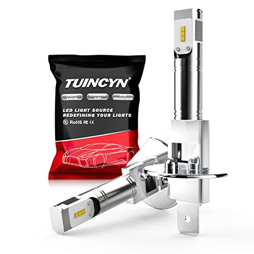 TUINCYN 1600Lm Super Light H1 LED Bombillas antiniebla Reemplazo 6500K Blanco Alta Potencia 80W Chips CSP DRL Bombilla LED de luz Diurna DC 12V-24V (Paquete de 2)