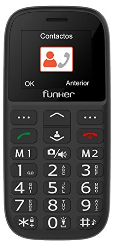 Teléfono Móvil Funker - C65 Negro Easy Plus- para Personas Mayores con botón SOS y Base cargadora. Cámara de Fotos y Agenda con Fotocontactos.