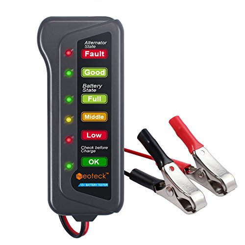 Neoteck Medidor de Batería de coche 12V 6 LED Probador de Digital Alternador, Multi Funciones de Prueba para el Alternador de Motocicleta Coche