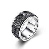 Anillo de compromiso vintage, anillo de acero inoxidable para mujer, anillo de patrón de neumáticos para hombres, Sin piedras preciosas