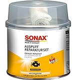 SONAX Set de reparación para tubos de escape (200 g) cierra pequeñas fisuras, agujeros y fugas en el sistema de escape | N.° 05531410