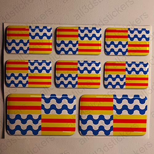 Pegatinas Badalona España Resina, 8 x Pegatinas Relieve 3D Bandera Badalona España Adhesivo Vinilo