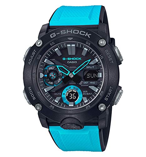 Casio G-SHOCK Reloj Analógico-Digital, Carbonífero, 20 BAR, Azul/Negro, para Hombre, GA-2000-1A2ER