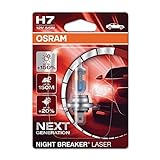 OSRAM NIGHT BREAKER LASER H7, +150% más de luz, lámpara halógena para faros, 64210NL-01B, coche de 12 V, blister (1 lámpara)