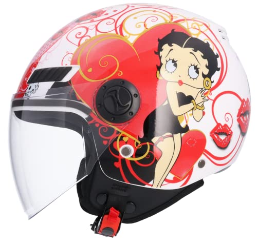 Shiro Casco Moto Jet ECE Homologado casco de moto para hombre casco mujer CASCO SH62 BETTY BOOM (XS)